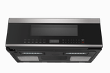 Low-Profile 30" Over-The-Range Microwave Oven in Black Glass with Stainless Steel Trim
