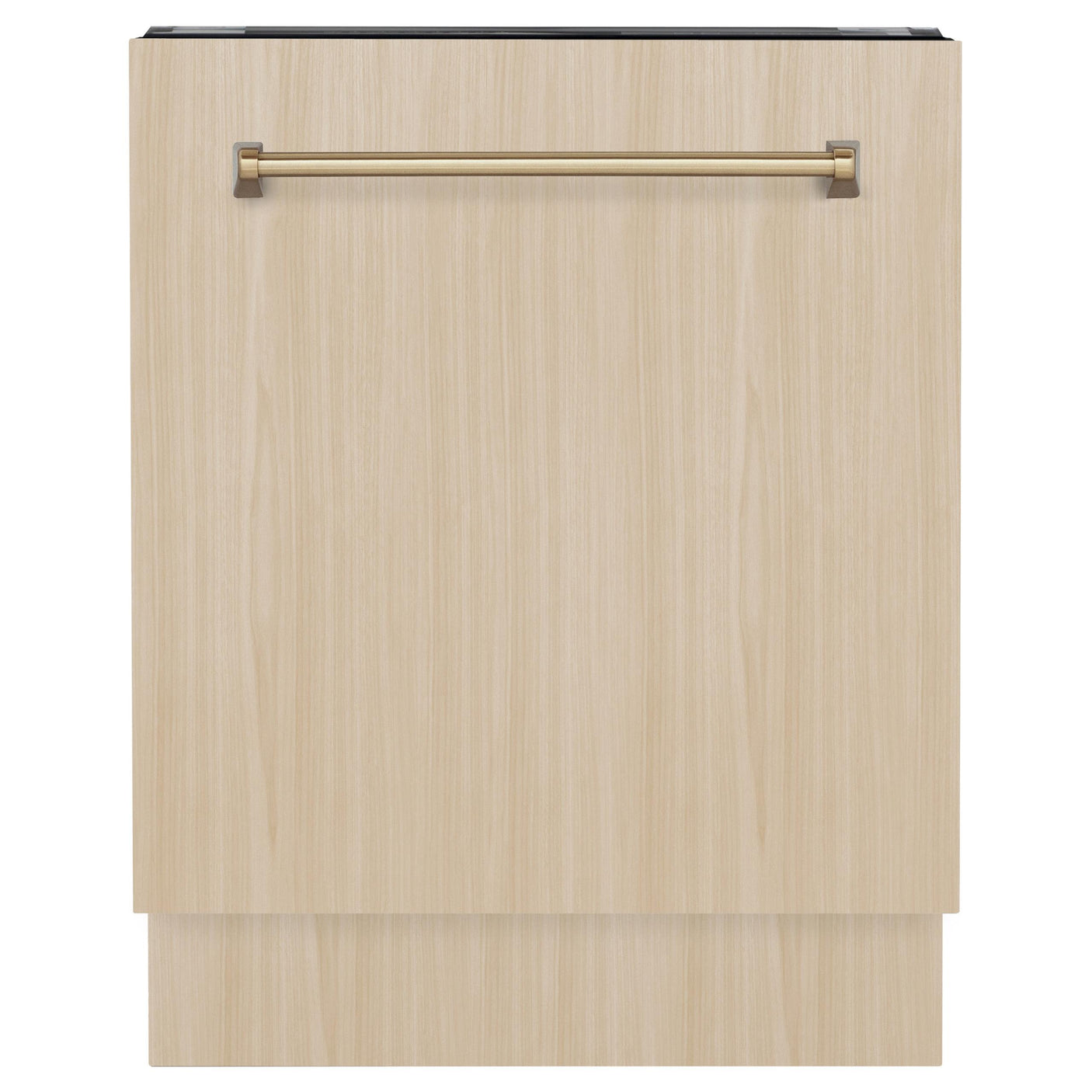 ZLINE Autograph Edition 24" Tallac Series 3rd Rack Top Control Built-In Tall Tub Dishwasher in Custom Panel Ready with Champagne Bronze Handle, 51dBa (DWVZ-24-CB)