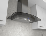 Ravenna, Wall, 30", Blk SS+Gray Glass, ACT, LED
