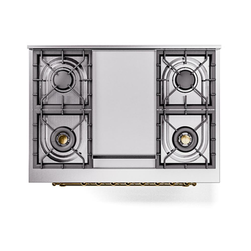 ILVE UN36FQNMPWHGLP Nostalgie II Noblesse 36 inch Dual Fuel Range (Liquid Propane, Solid Door, White, Brass)