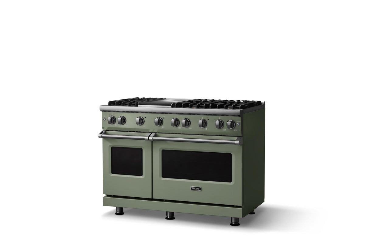48"W. Sealed Burner Gas Range (Burner: 6g, Finish: Eucalyptus, Trim: Polished Chrome, Fuel: Natural Gas)