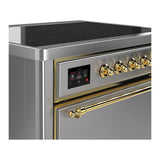ILVE UMIB36QNR3SSG Majestic III 36 inch Induction Range with 6 Elements, 3.5 cu. ft. Total Oven Capacity (Solid Door, Stainless Steel, Brass)