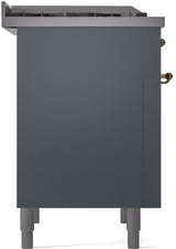 Nostalgie II 36 Inch Dual Fuel Natural Gas Freestanding Range in Blue Grey with Brass Trim