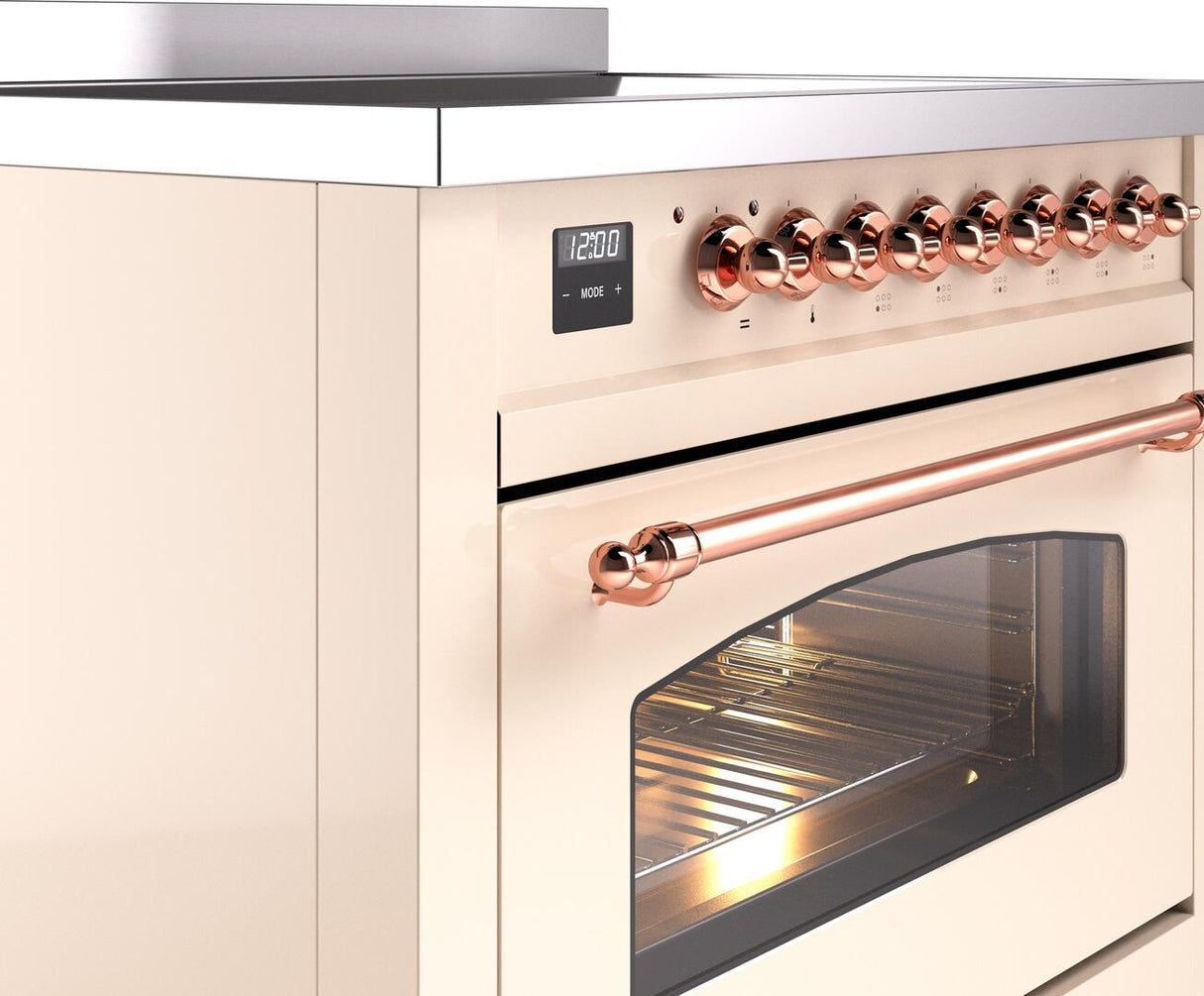 Nostalgie II 36 Inch Electric Freestanding Range in Antique White with Copper Trim