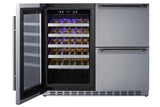 36" Wide Combination Wine Cellar & 2-drawer Refrigerator, ADA Compliant