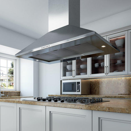 395 CFM 36" Make Up Air Compliant Island Hood Stainless