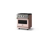 30"W. Open Burner Gas Range (Finish: Blush, Trim: Brushed Brass, Fuel: Natural Gas)