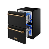 24 Inch Undercounter Built-in or Freestanding Drawer Refrigerator - Black/bronze  Gordon Ramsay Series