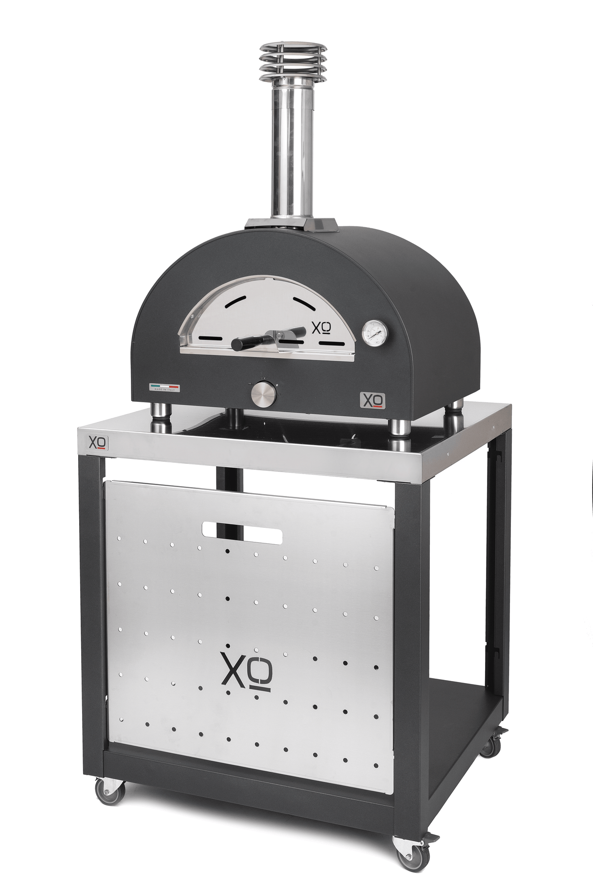 Countertop Hybrid Gas & Wood Oven in Black