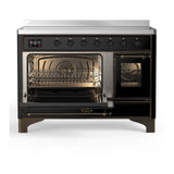 ILVE UMIB48NR3BKB Majestic III 48 inch Induction Range with 6 Elements, 5.02 cu. ft. Total Oven Capacity (Triple Glass Door, Glossy Black, Burnished)