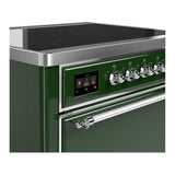 ILVE UMIB36QNR3EGC Majestic III 36 inch Induction Range with 6 Elements, 3.5 cu. ft. Total Oven Capacity (Solid Door, Emerald Green, Chrome)