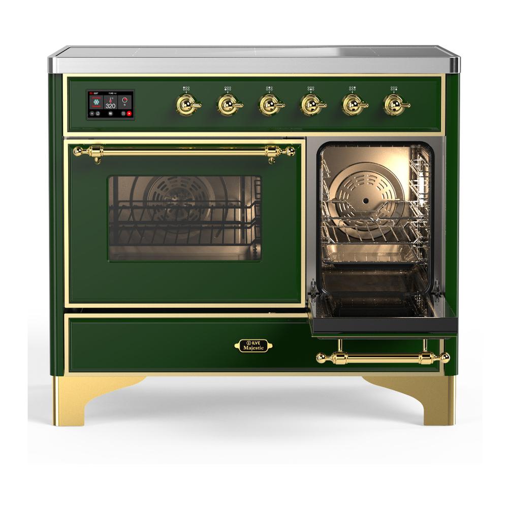 ILVE UMDIB40NR3EGG Majestic III 40 inch Induction Range with 6 Elements, 3.82 cu. ft. Total Oven Capacity (Triple Glass Door, Emerald Green, Brass)