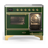 ILVE UMDIB40NR3EGG Majestic III 40 inch Induction Range with 6 Elements, 3.82 cu. ft. Total Oven Capacity (Triple Glass Door, Emerald Green, Brass)