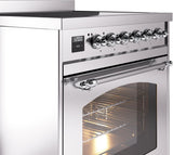 Nostalgie II 30 Inch Electric Freestanding Range in Stainless Steel with Chrome Trim