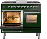 Nostalgie II 40 Inch Dual Fuel Natural Gas Freestanding Range in Emerald Green with Chrome Trim