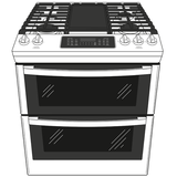 GE 30" Slide-In Front Control Gas Double Oven Range