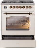 Nostalgie II 30 Inch Dual Fuel Liquid Propane Freestanding Range in Antique White with Bronze Trim
