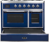 Majestic II 40 Inch Dual Fuel Liquid Propane Freestanding Range in Blue with Chrome Trim