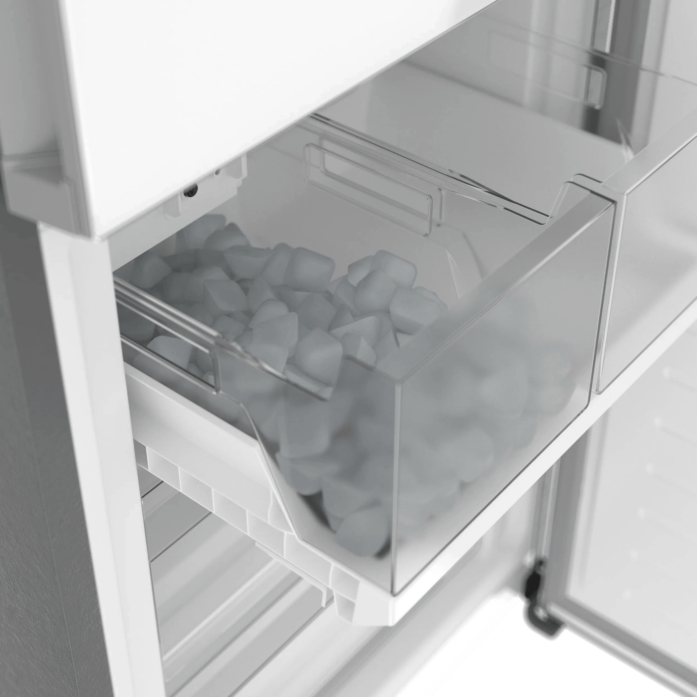 800 Series Free-standing fridge-freezer with freezer at bottom, glass door 24" White, Total No Frost