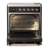 ILVE UMIB30NR3BKP Majestic III 30 inch Induction Range with 4 Elements, 4 cu. ft. Oven Capacity (Triple Glass Door, Glossy Black, Copper)