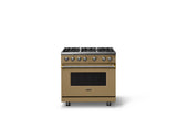 36"W. Sealed Burner Gas Range (Burner: 6b, Finish: Golden Hour, Trim: Brushed Brass, Fuel: Propane)