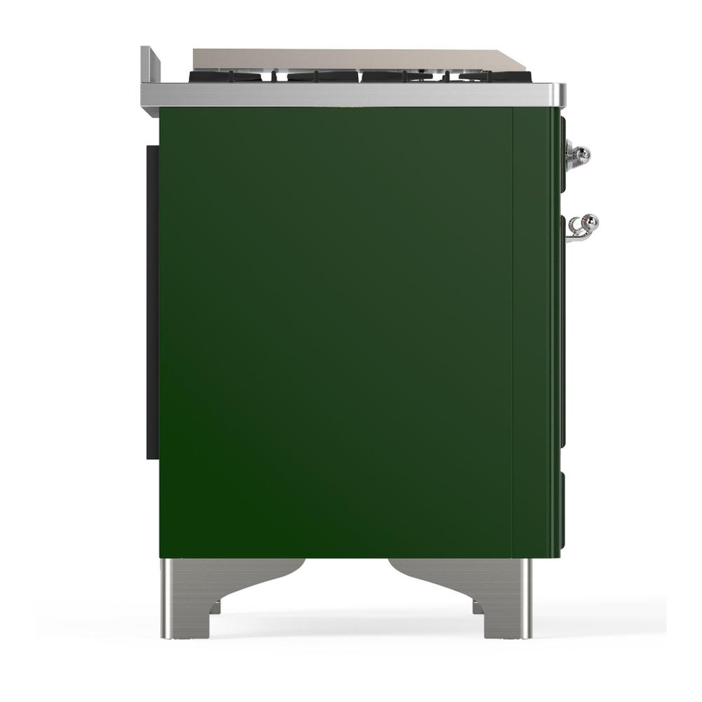 ILVE UM60FNR3EGC Majestic III 60 inch Dual Fuel Range with 9 Burners and Griddle, Dual Function Burner up to 25,000 BTU (Natural Gas, Triple Glass Door, Emerald Green, Chrome)