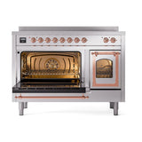 ILVE UNI486NMPSSP Nostalgie II Noblesse 48 inch Induction Range (Triple Glass Door, Stainless Steel, Copper)