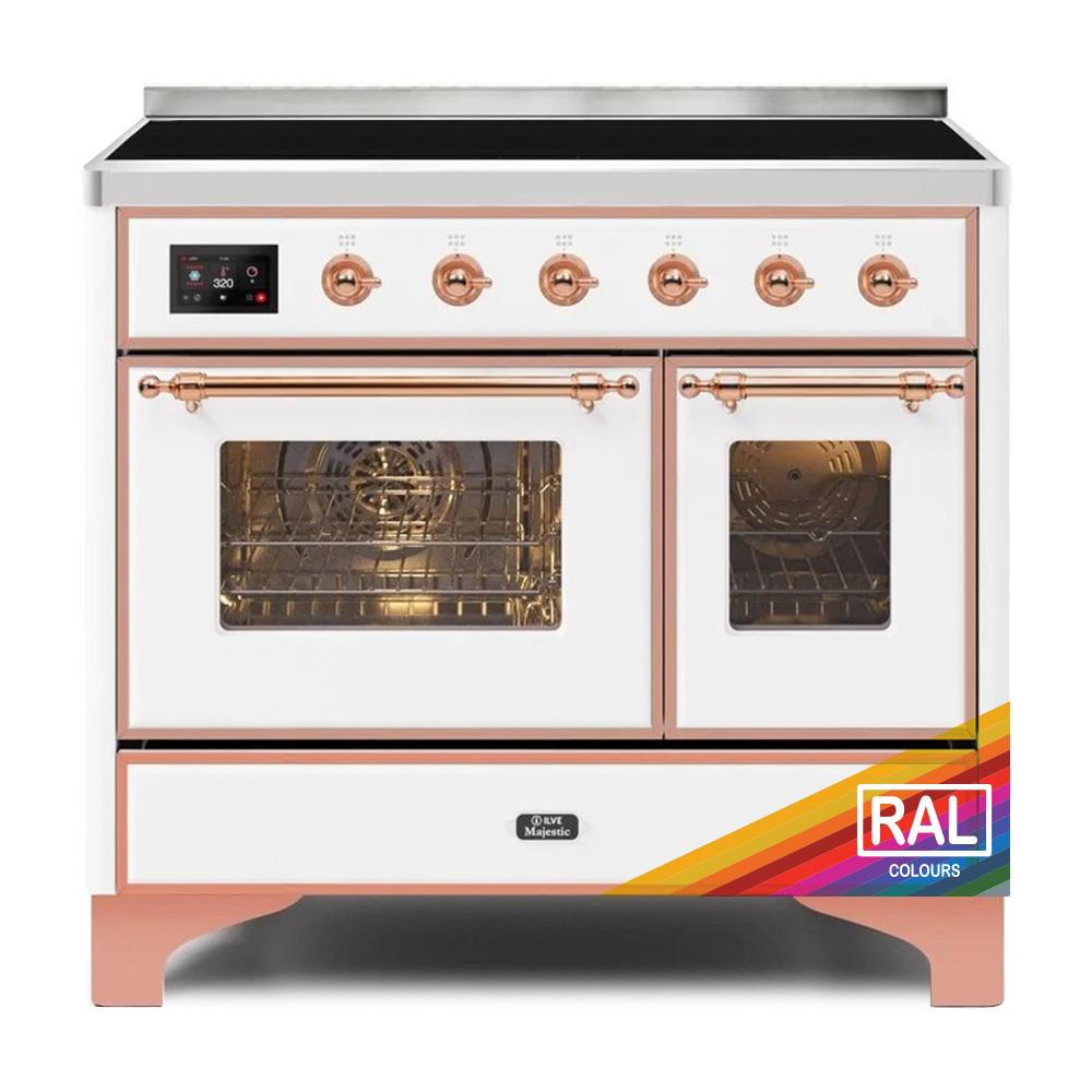 ILVE Majestic II 40 UMDI10NS3RAP Freestanding Electric Range with Induction Double Oven with Triple Glass Door in RAL Color with Copper knobs