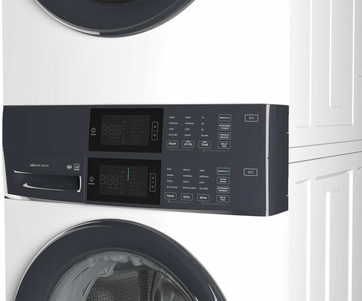 Laundry Tower Single Unit Front Load 4.4 Cu. Ft. Washer & 8 Cu. Ft. Electric Dryer