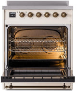 Nostalgie II 30 Inch Electric Freestanding Range in Antique White with Bronze Trim