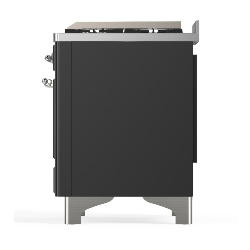 ILVE UM48FQNR3MGCLP Majestic III 48 inch Dual Fuel Range with 8 Burners and Griddle, Dual Function Burner up to 25,000 BTU (Liquid Propane, Solid Door, Graphite Matte, Chrome)