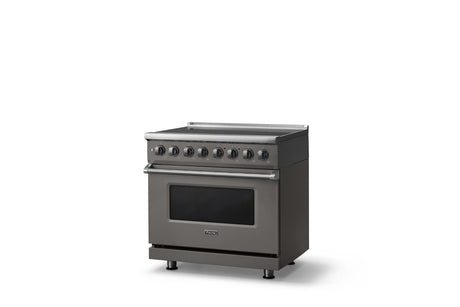 36"W. Induction Range (Finish: Damascus Gray, Trim: Polished Chrome)