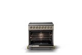 36"W. Induction Range (Finish: Nantucket, Trim: Brushed Brass)