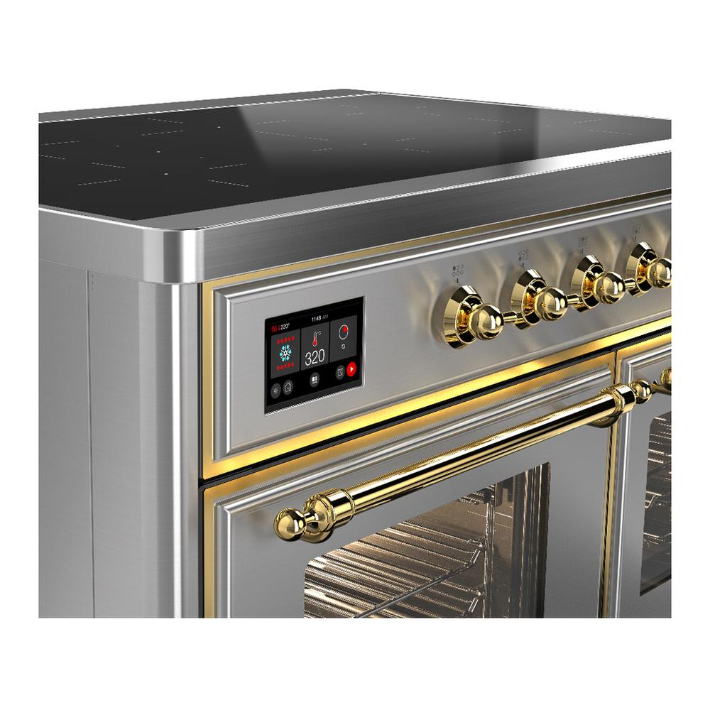 ILVE UMDIB40NR3SSG Majestic III 40 inch Induction Range with 6 Elements, 3.82 cu. ft. Total Oven Capacity (Triple Glass Door, Stainless Steel, Brass)