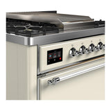 ILVE UM36FQNR3AWC Majestic III 36 inch Dual Fuel Range with 6 Black Brass Burners and Griddle, Dual Function Burner up to 25,000 BTU (Solid Door, Antique White, Chrome, Natural Gas)