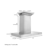 ZLINE Wall Mount Range Hood In Stainless Steel With Built-In ZLINE CrownSound Bluetooth Speakers (KECRN-BT)