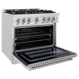 ZLINE 36 in. 5.2 cu. ft. Select Dual Fuel Range with 6 Burner Gas Cooktop and Electric Convection Oven in DuraSnow' Stainless Steel (HDRS-36)
