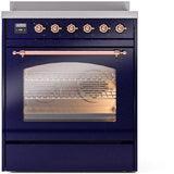 Nostalgie II 30 Inch Electric Freestanding Range in Blue with Copper Trim