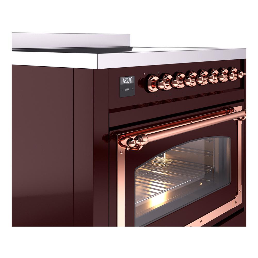 ILVE UNI366NMPBUP Nostalgie II Noblesse 36 inch Induction Range (Triple Glass Door, Burgundy, Copper)