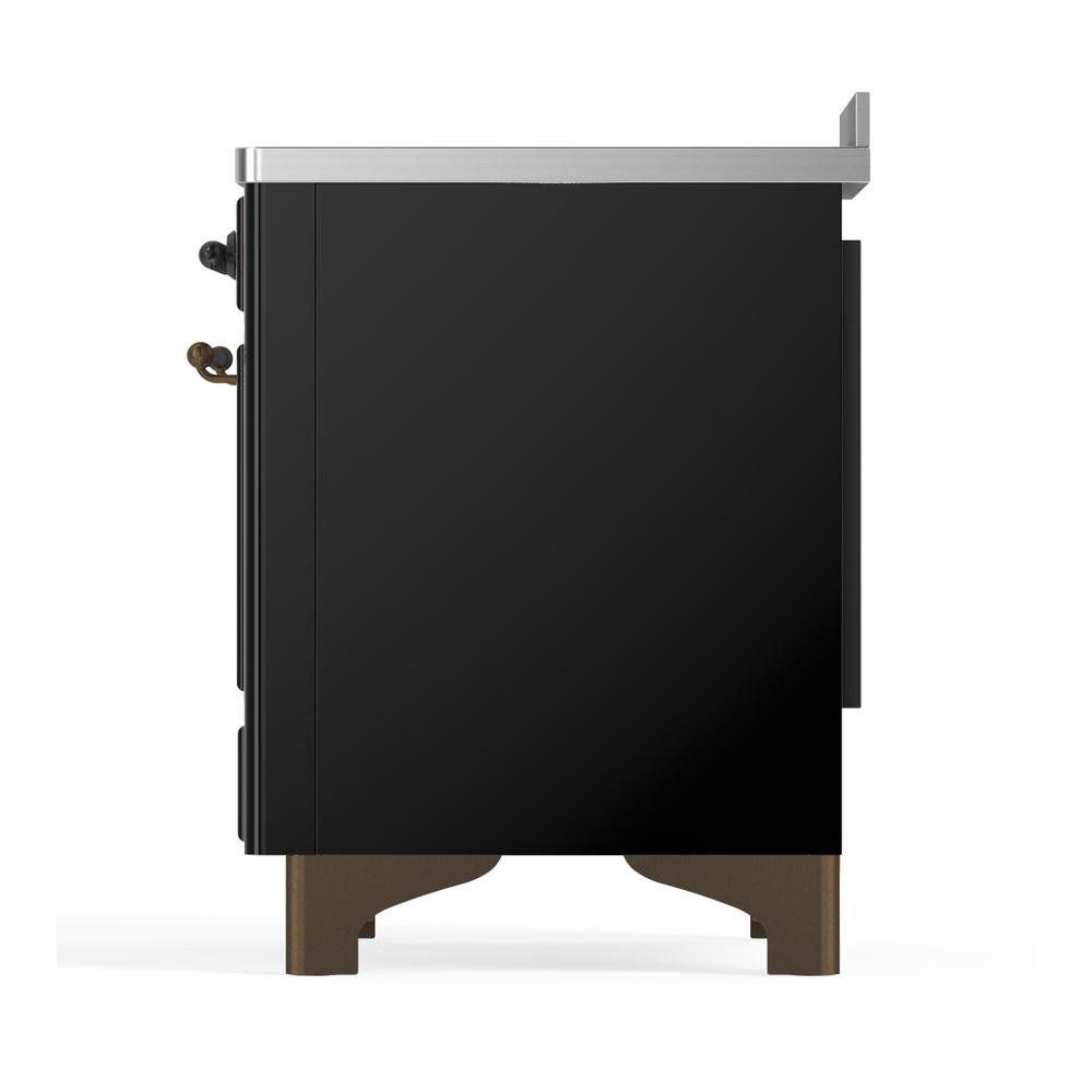ILVE UMIB48NR3BKB Majestic III 48 inch Induction Range with 6 Elements, 5.02 cu. ft. Total Oven Capacity (Triple Glass Door, Glossy Black, Burnished)