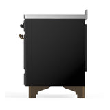 ILVE UMIB48NR3BKB Majestic III 48 inch Induction Range with 6 Elements, 5.02 cu. ft. Total Oven Capacity (Triple Glass Door, Glossy Black, Burnished)