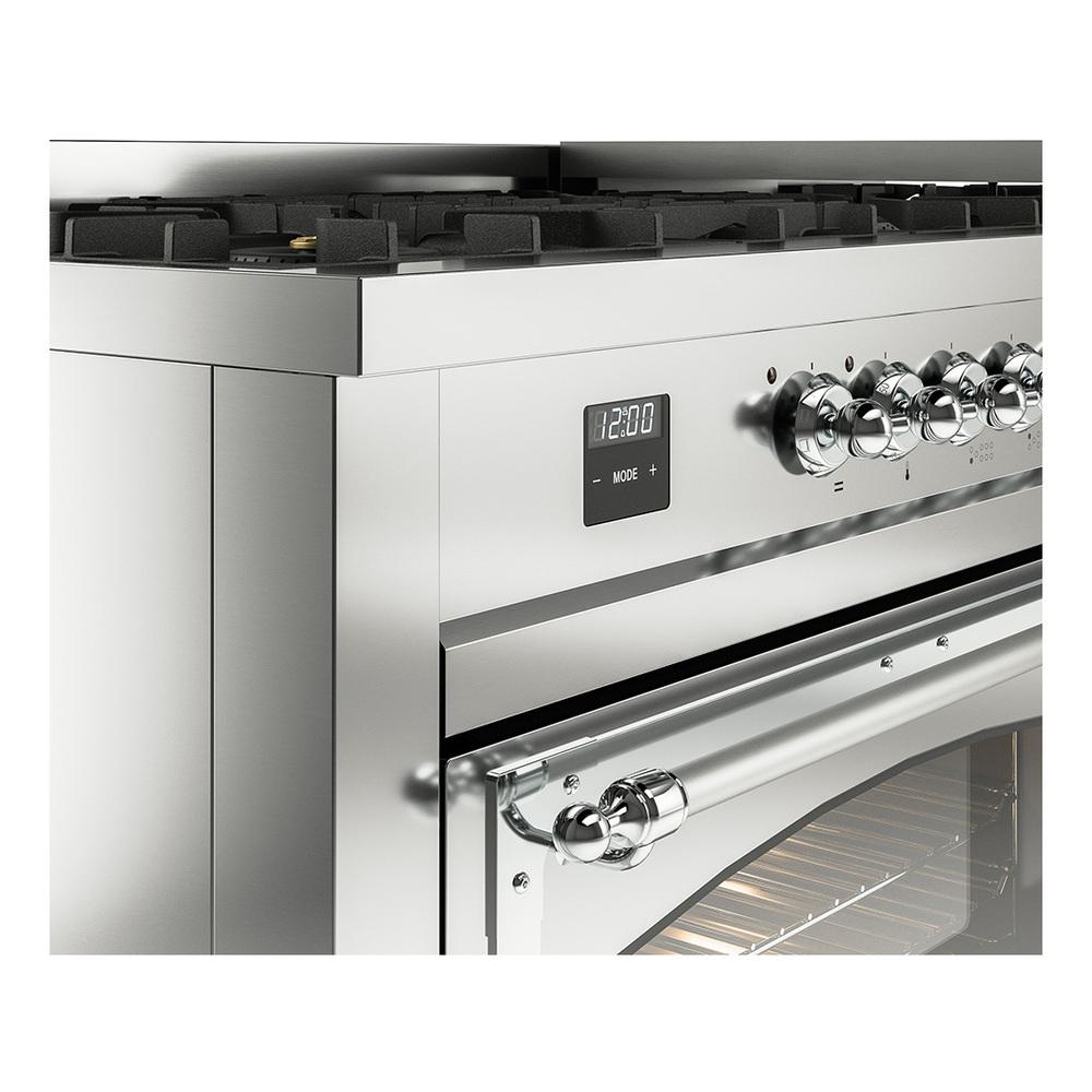 ILVE UN60FNMPSSCLP Nostalgie II Noblesse 60 inch Dual Fuel Range (9 Sealed Burners + Griddle, Liquid Propane, Triple Glass Door, Stainless Steel, Chrome)
