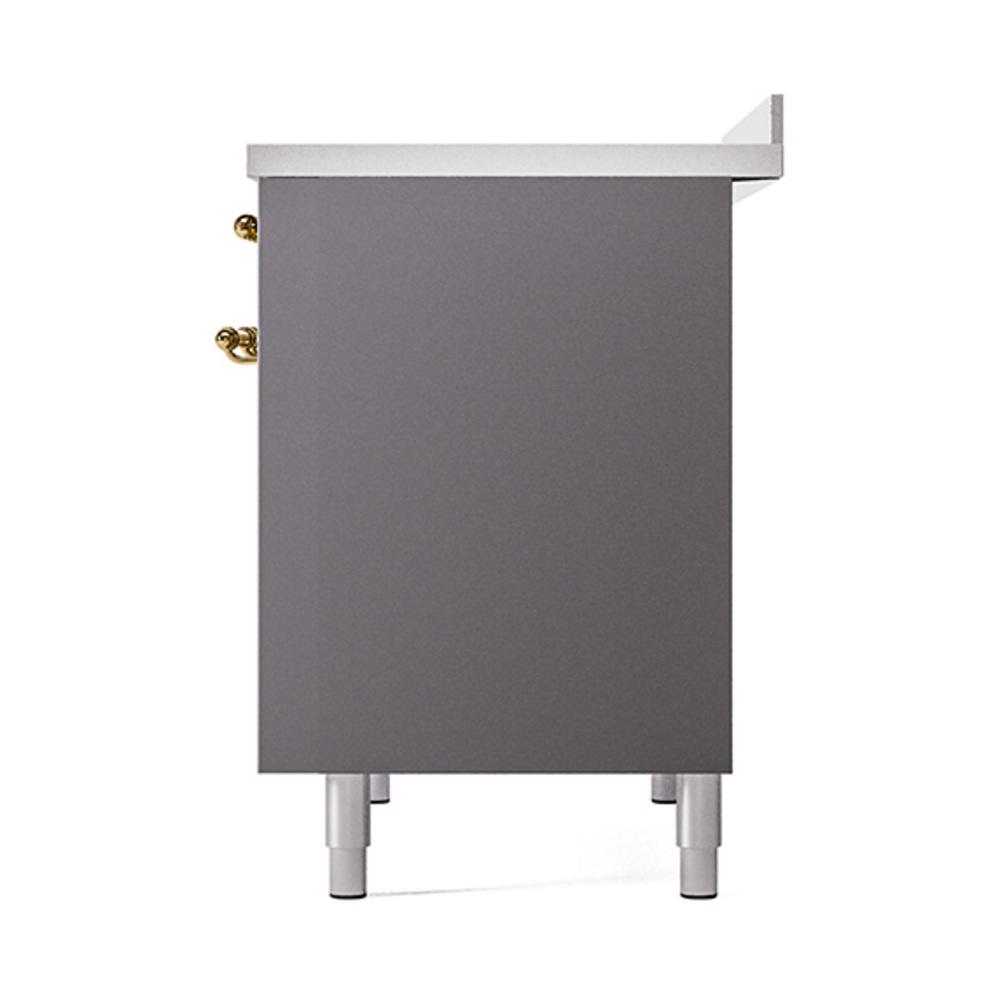 ILVE UNDI406QNMPMGG Nostalgie II Noblesse 40 inch Induction Range (Solid Door, Graphite Matte, Brass)