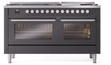 Professional Plus II 60 Inch Dual Fuel Liquid Propane Freestanding Range in Matte Graphite with Trim