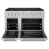 ZLINE 48 in. 6.7 cu. ft. Paramount Double Oven Dual Fuel Range with 8 Burner Gas Cooktop in DuraSnow' Stainless Steel (SDRS-48)