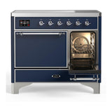 ILVE UMDIB40QNR3MBC Majestic III 40 inch Induction Range with 6 Elements, 3.82 cu. ft. Total Oven Capacity (Solid Door, Midnight Blue, Chrome)