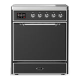 ILVE UMIB30QNR3MGC Majestic III 30 inch Induction Range with 4 Elements, 4 cu. ft. Oven Capacity (Solid Door, Graphite Matte, Chrome)