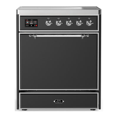 ILVE UMIB30QNR3MGC Majestic III 30 inch Induction Range with 4 Elements, 4 cu. ft. Oven Capacity (Solid Door, Graphite Matte, Chrome)