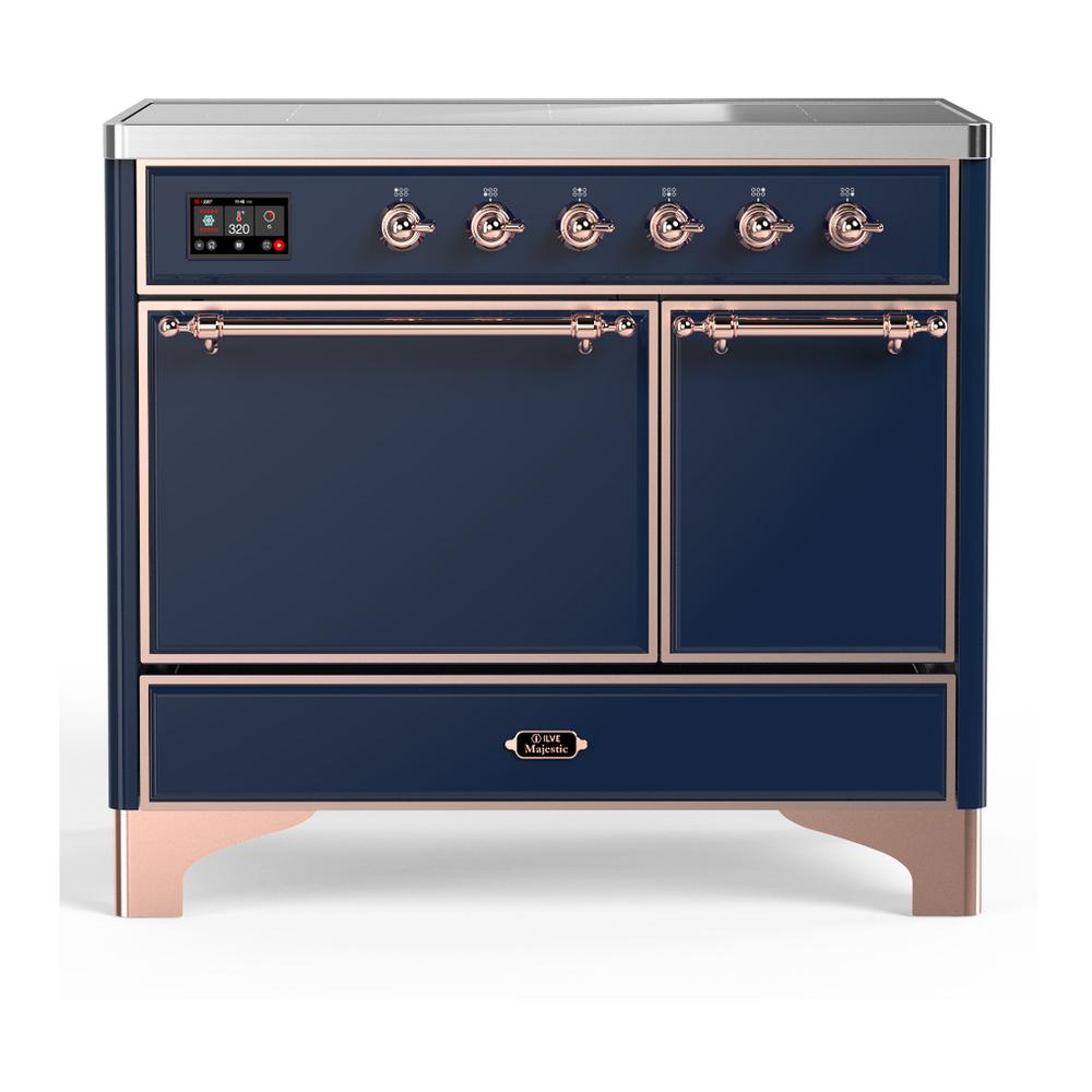 ILVE UMDIB40QNR3MBP Majestic III 40 inch Induction Range with 6 Elements, 3.82 cu. ft. Total Oven Capacity (Solid Door, Midnight Blue, Copper)