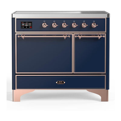 ILVE UMDIB40QNR3MBP Majestic III 40 inch Induction Range with 6 Elements, 3.82 cu. ft. Total Oven Capacity (Solid Door, Midnight Blue, Copper)